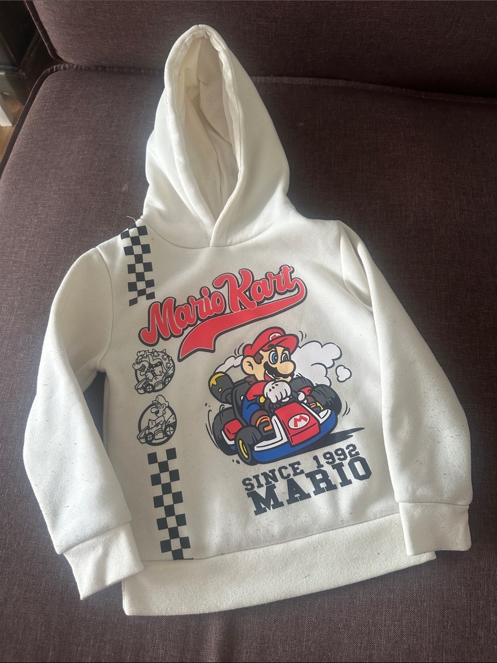 White Kids Hoodie Sweatshirt Mario Kart 5T Nintendo